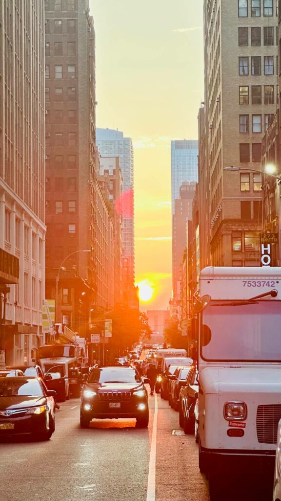 visite guidée new york en français couché de soleil sur manhattan